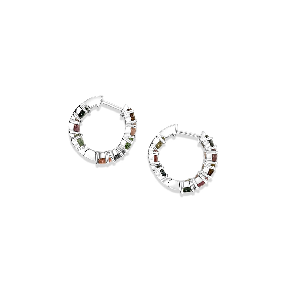 5.92 Cts Multi Tourmaline Hoop Earring in 925 Sterling Silver