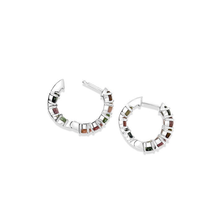 5.92 Cts Multi Tourmaline Hoop Earring in 925 Sterling Silver