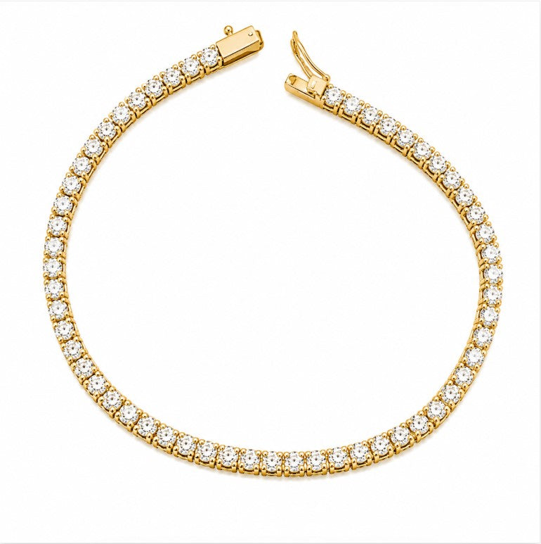 5.70 DEW Moissanite Tennis Bracelet in 925 Yellow Gold Plated