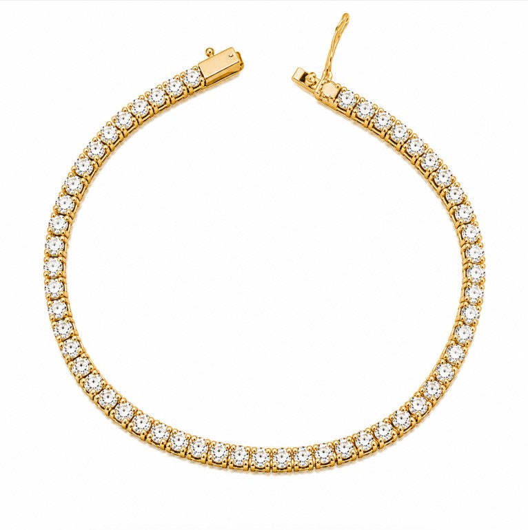 13.00 DEW Moissanite Tennis Bracelet in 925 Yellow Gold Plated