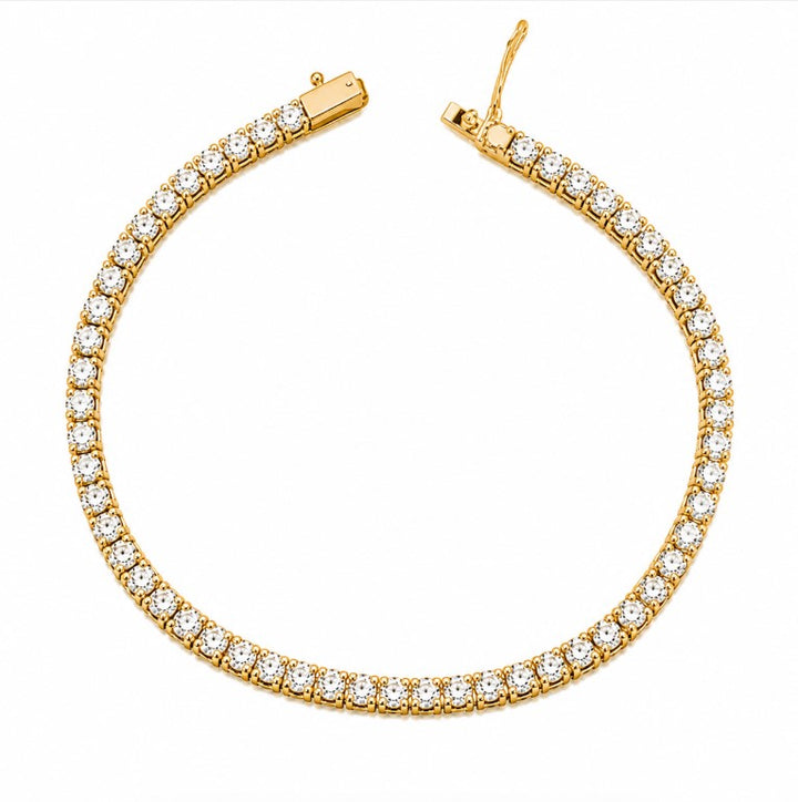 13.00 DEW Moissanite Tennis Bracelet in 925 Yellow Gold Plated