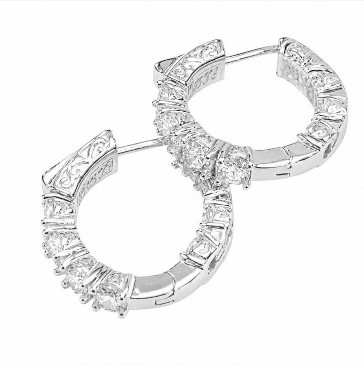 1.60 DEW Moissanite Hoop Earring in 925 Platinum Plated