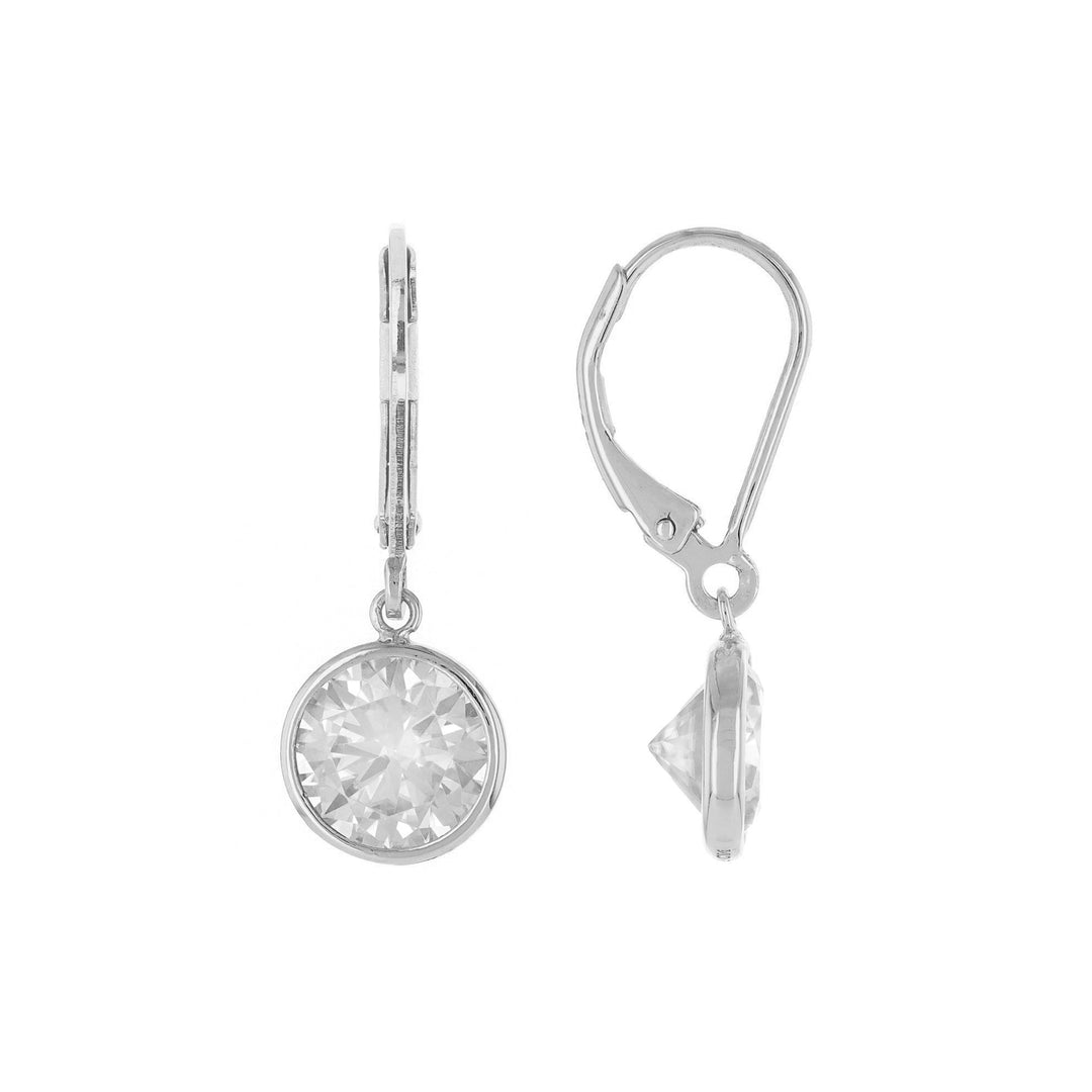 4 DEW White Moissanite Dangle Earring in Platinum Plated 925 Silver