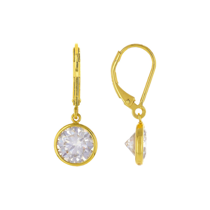 4 DEW White Moissanite Dangle Earring in Yellow Gold Plated 925 Silver