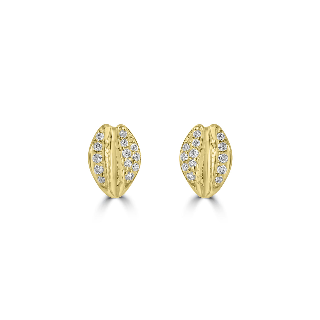 0.20 Cts White Diamond LIPS Earring in 14K Yellow Gold