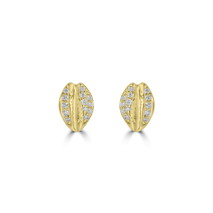 0.20 Cts White Diamond LIPS Earring in 14K Yellow Gold