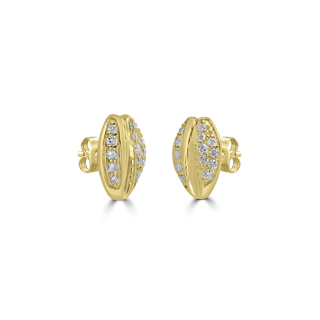 0.20 Cts White Diamond LIPS Earring in 14K Yellow Gold