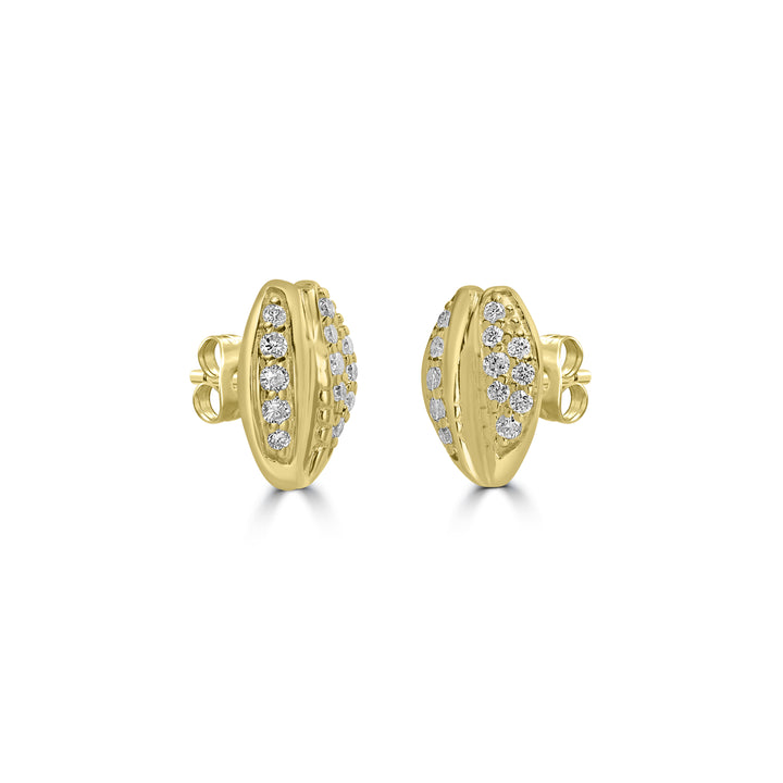 0.20 Cts White Diamond LIPS Earring in 14K Yellow Gold