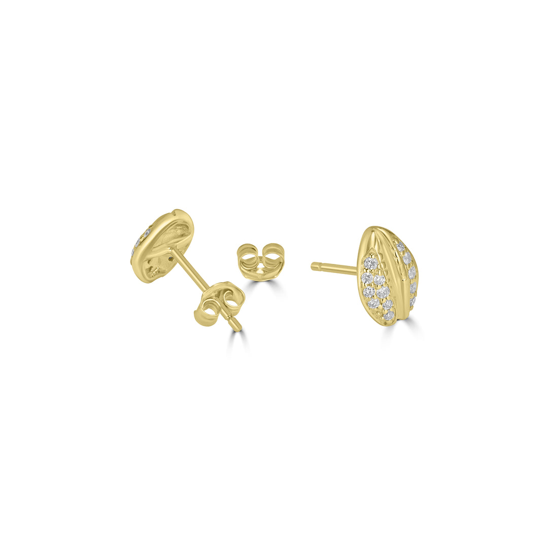 0.20 Cts White Diamond LIPS Earring in 14K Yellow Gold