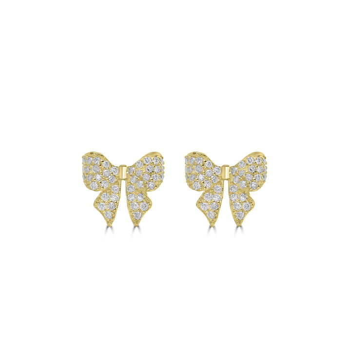0.40 Cts White Diamond BOW Earring in 14K Yellow Gold