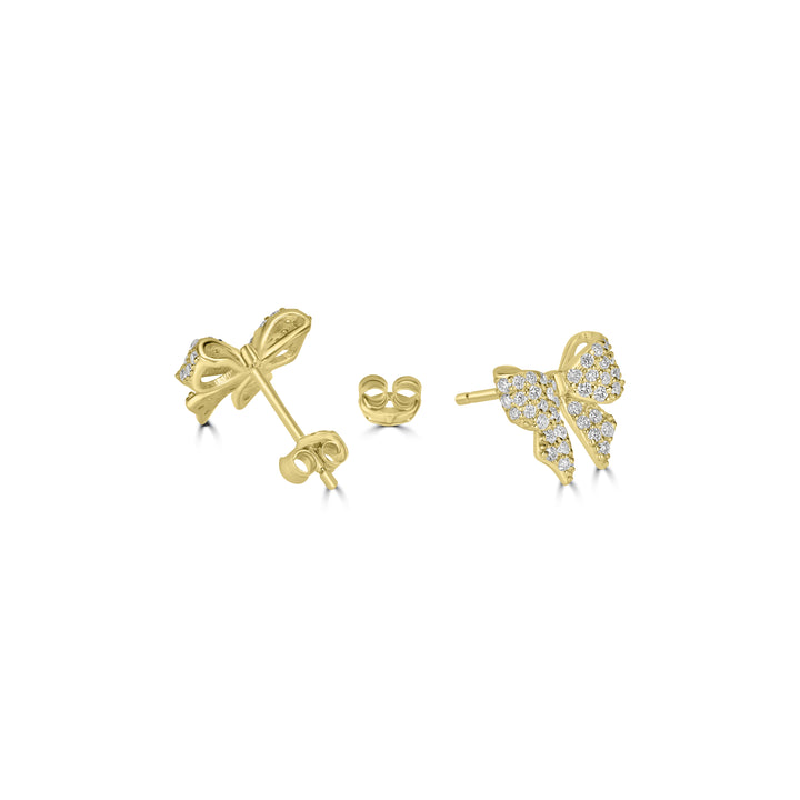 0.40 Cts White Diamond BOW Earring in 14K Yellow Gold