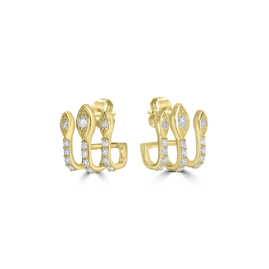 0.61 Cts White Diamond CANDLES Earring in 14K Yellow Gold