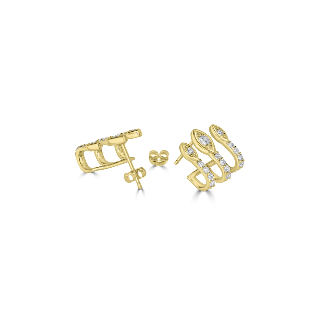 0.61 Cts White Diamond CANDLES Earring in 14K Yellow Gold