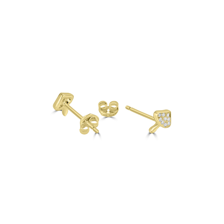 0.08 Cts White Diamond MUSHROOM Earring in 14K Yellow Gold