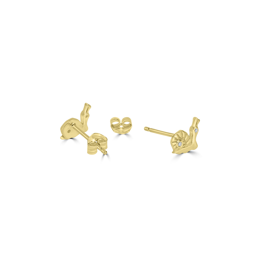 0.01 Cts White Diamond SNAIL Earring in 14K Yellow Gold