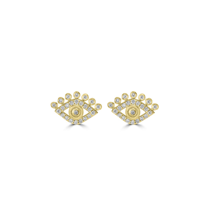 0.30 Cts White Diamond EYE Earring in 14K Yellow Gold