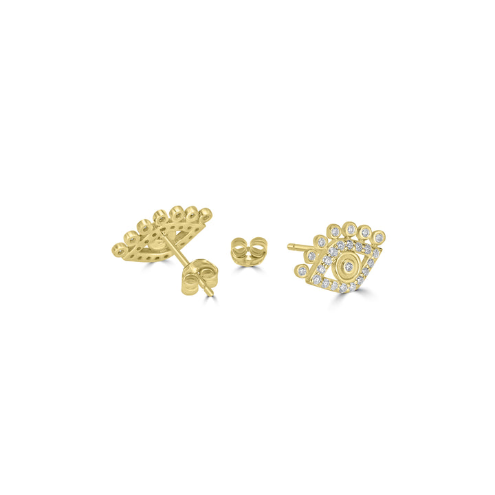 0.30 Cts White Diamond EYE Earring in 14K Yellow Gold