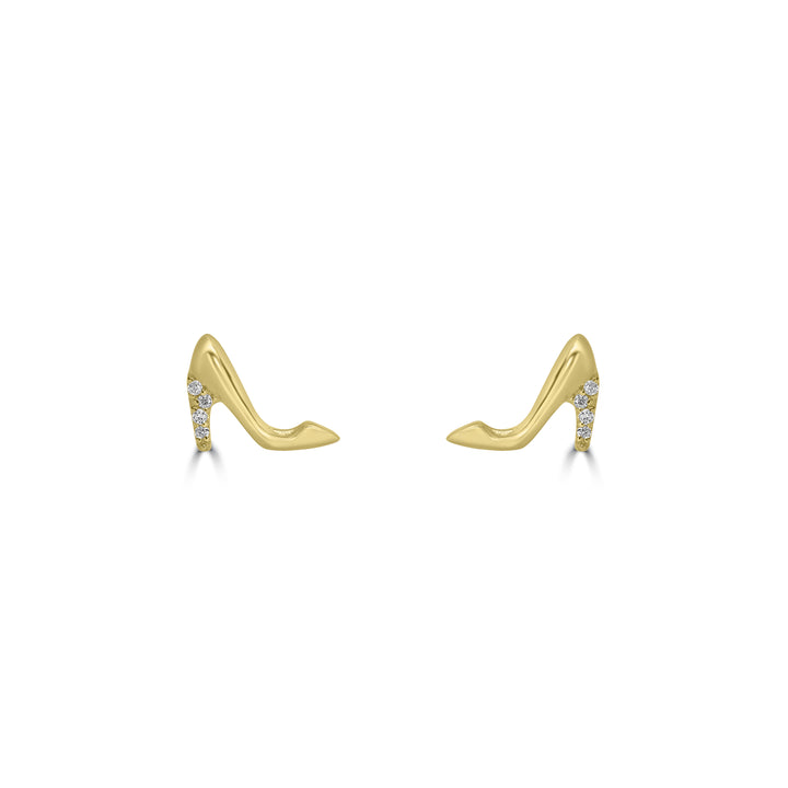 0.03 Cts White Diamond HEEL Earring in 14K Yellow Gold