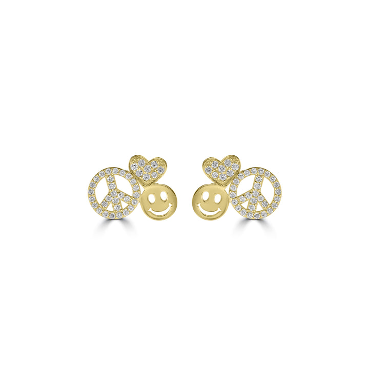0.35 Cts White Diamond PEACE MISC. Earring in 14K Yellow Gold