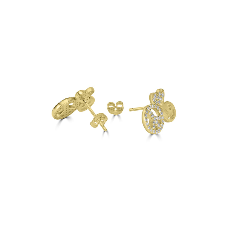 0.35 Cts White Diamond PEACE MISC. Earring in 14K Yellow Gold