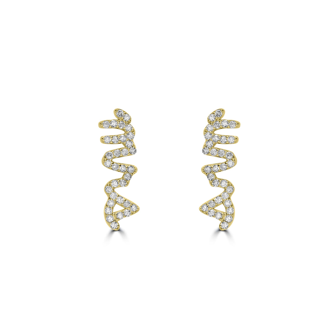 0.28 Cts White Diamond "MRS" Earring in 14K Yellow Gold