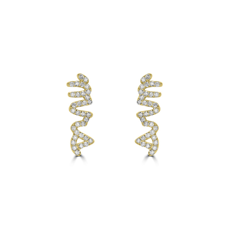 0.28 Cts White Diamond "MRS" Earring in 14K Yellow Gold