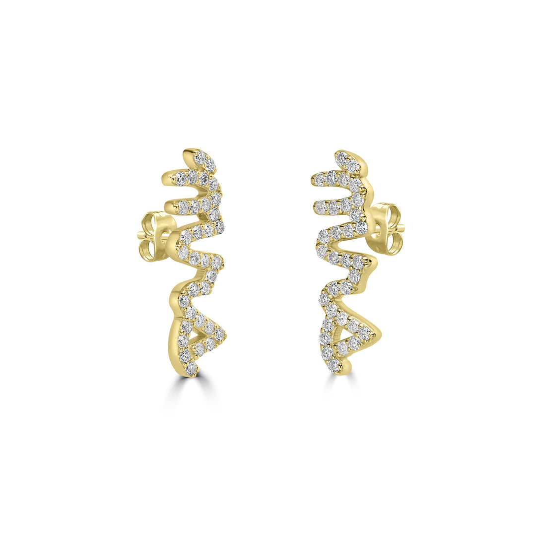 0.28 Cts White Diamond "MRS" Earring in 14K Yellow Gold