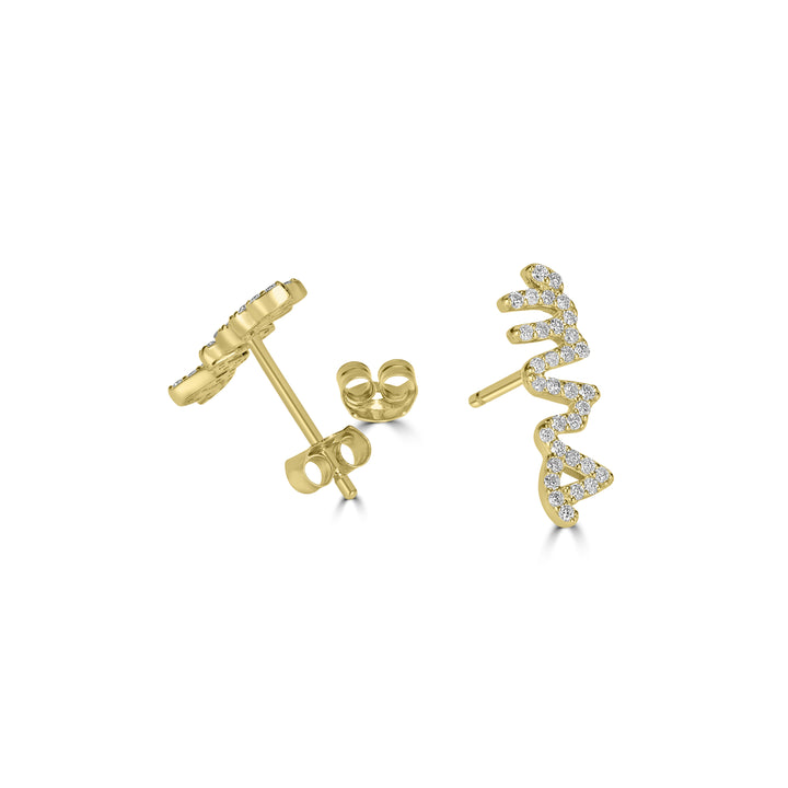 0.28 Cts White Diamond "MRS" Earring in 14K Yellow Gold