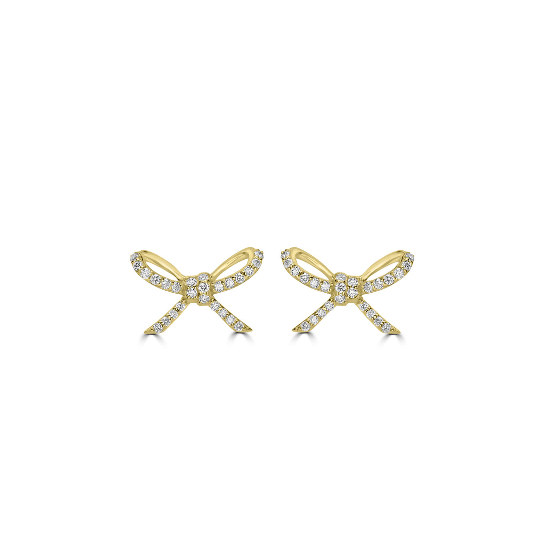 0.24 Cts White Diamond BOW Earring in 14K Yellow Gold