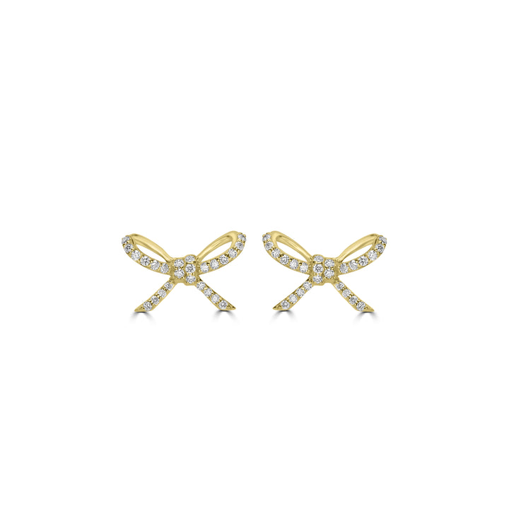 0.24 Cts White Diamond BOW Earring in 14K Yellow Gold