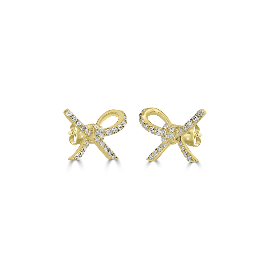 0.24 Cts White Diamond BOW Earring in 14K Yellow Gold