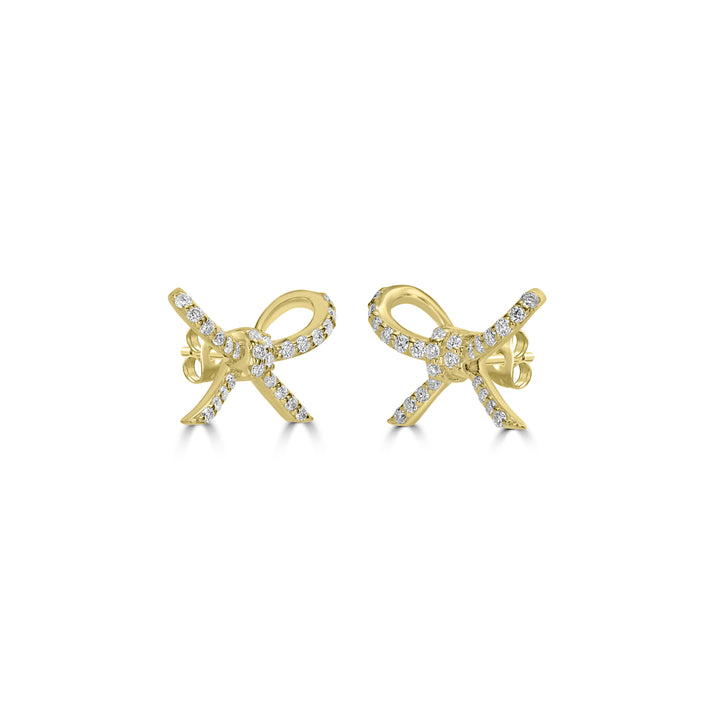 0.24 Cts White Diamond BOW Earring in 14K Yellow Gold