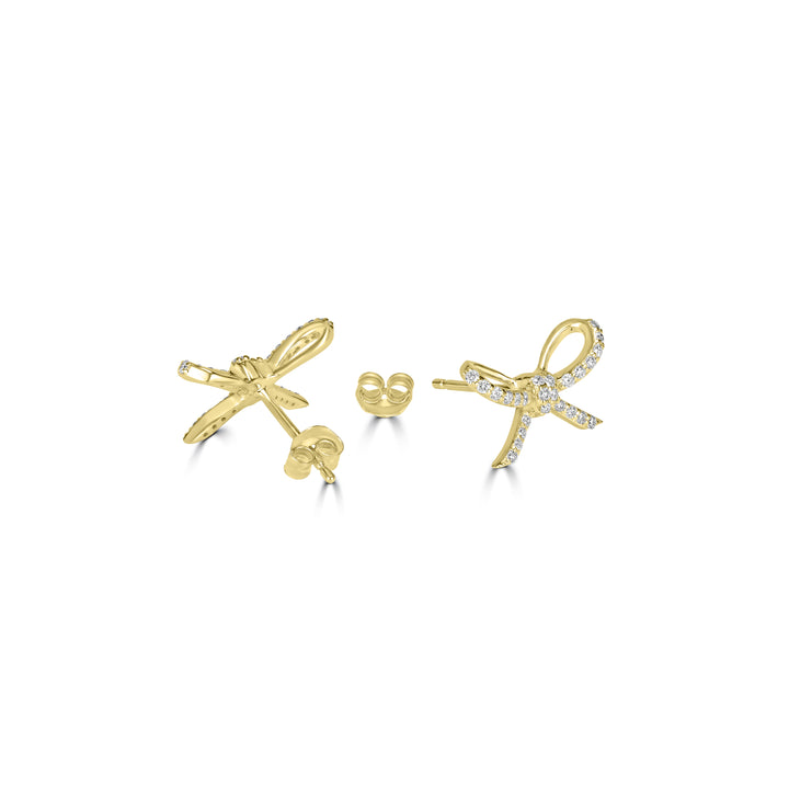 0.24 Cts White Diamond BOW Earring in 14K Yellow Gold