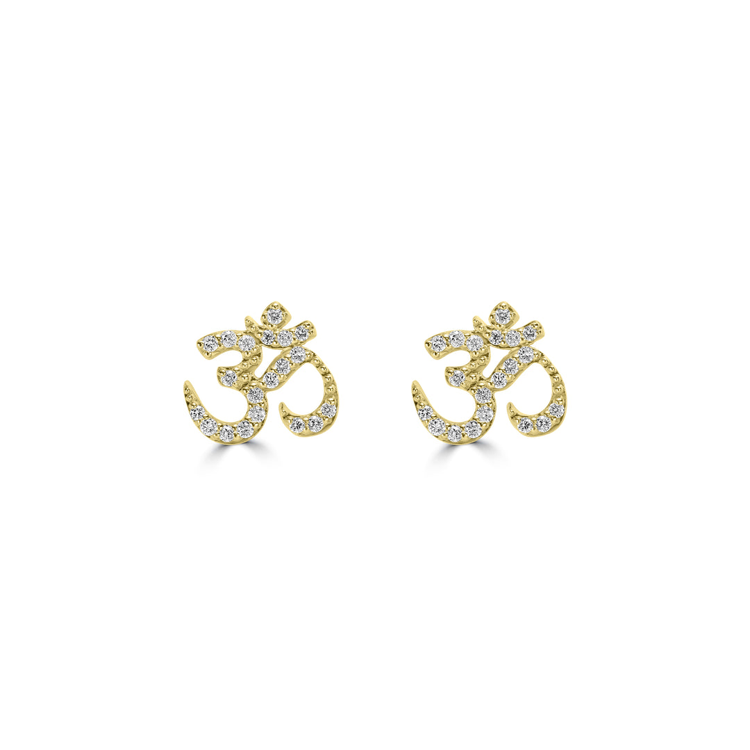 0.28 Cts White Diamond OM Earring in 14K Yellow Gold