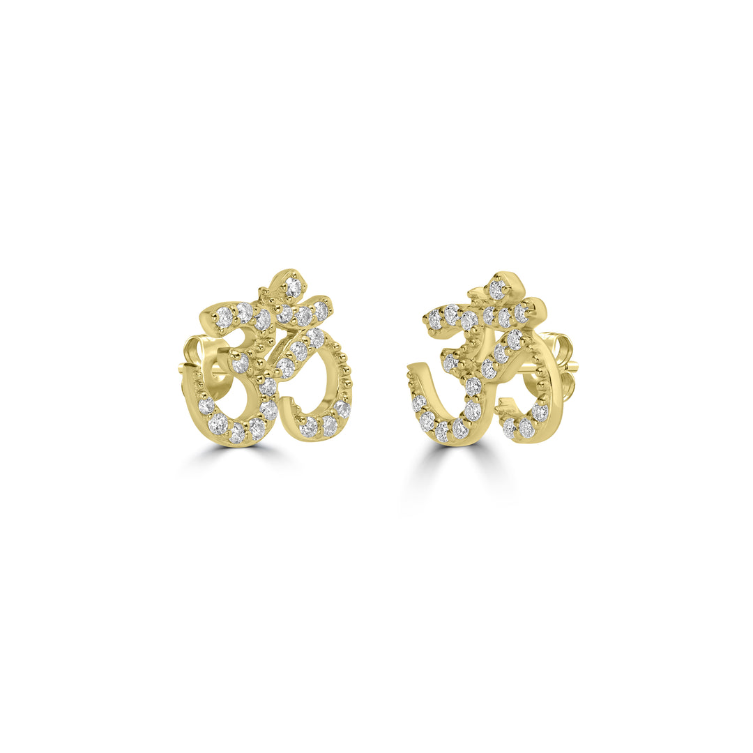 0.28 Cts White Diamond OM Earring in 14K Yellow Gold
