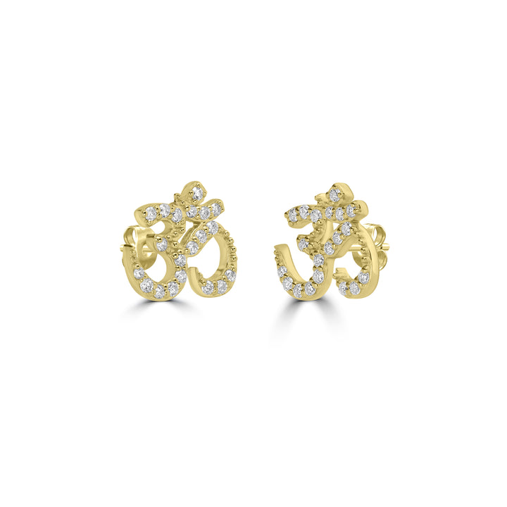0.28 Cts White Diamond OM Earring in 14K Yellow Gold