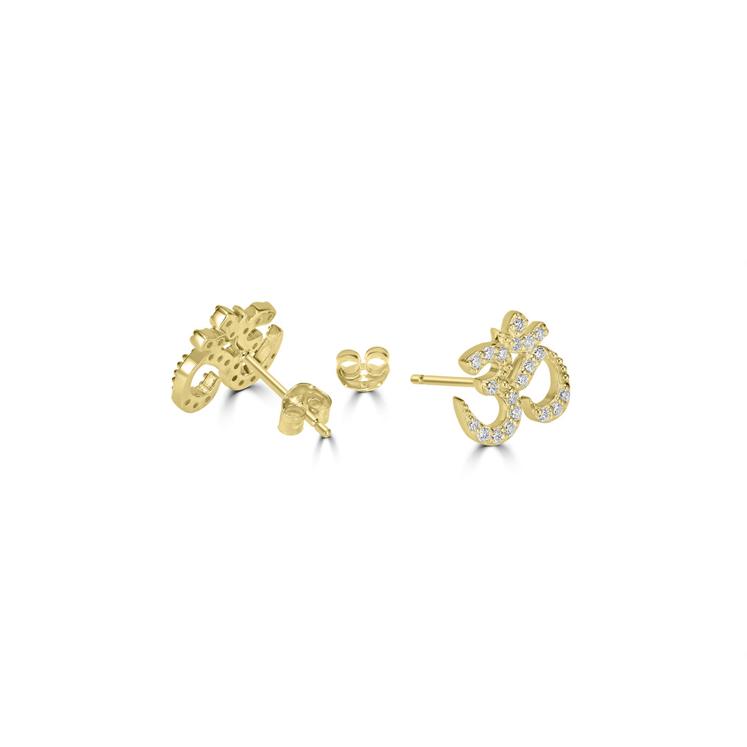 0.28 Cts White Diamond OM Earring in 14K Yellow Gold