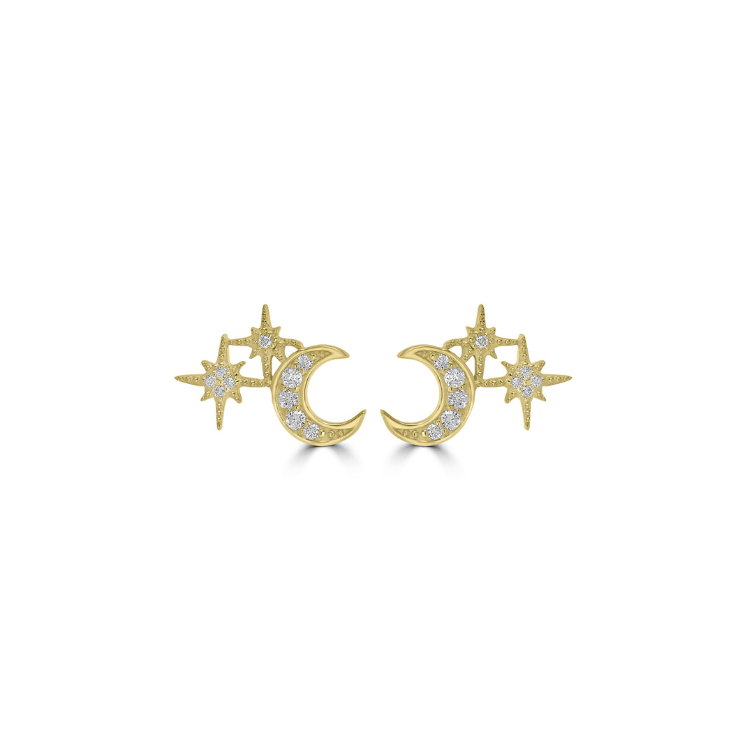 0.18 Cts White Diamond Earring in 14K Yellow Gold