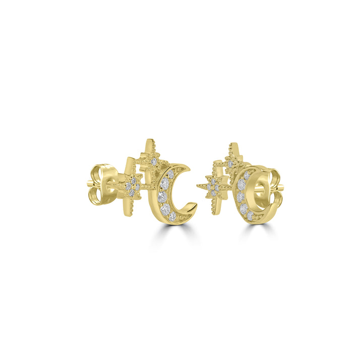 0.18 Cts White Diamond Earring in 14K Yellow Gold
