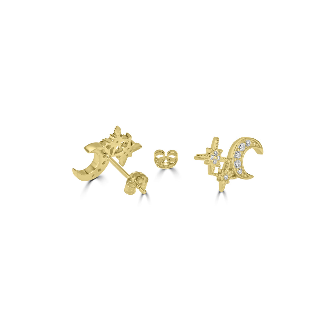 0.18 Cts White Diamond Earring in 14K Yellow Gold