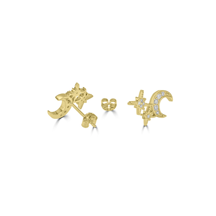 0.18 Cts White Diamond Earring in 14K Yellow Gold
