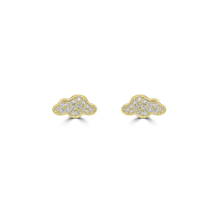 0.19 Cts White Diamond Earring in 14K Yellow Gold