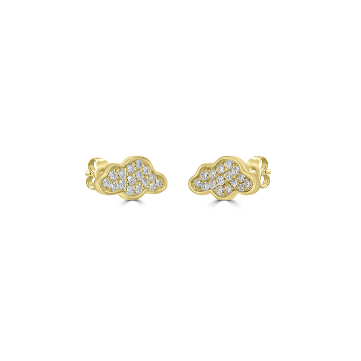 0.19 Cts White Diamond Earring in 14K Yellow Gold