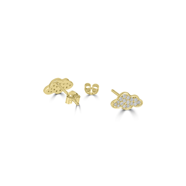 0.19 Cts White Diamond Earring in 14K Yellow Gold