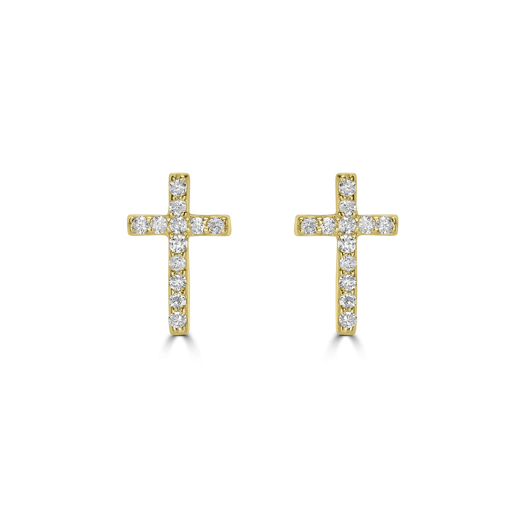 0.10 Cts White Diamond Earring in 14K Yellow Gold