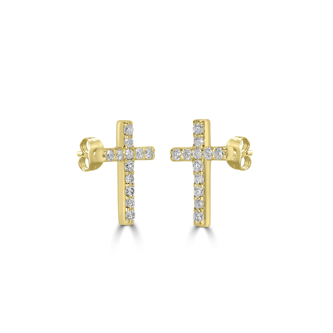 0.10 Cts White Diamond Earring in 14K Yellow Gold