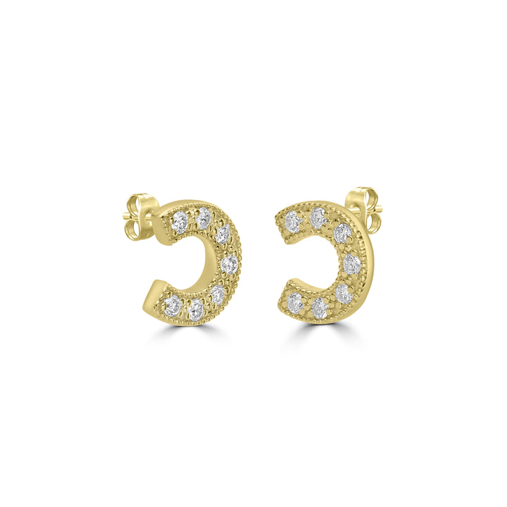 0.11 Cts White Diamond Earring in 14K Yellow Gold