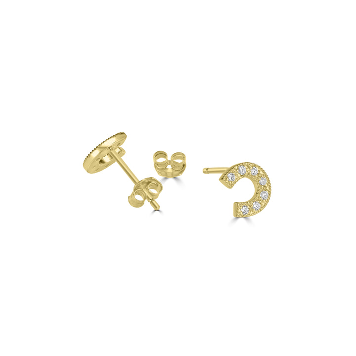 0.11 Cts White Diamond Earring in 14K Yellow Gold