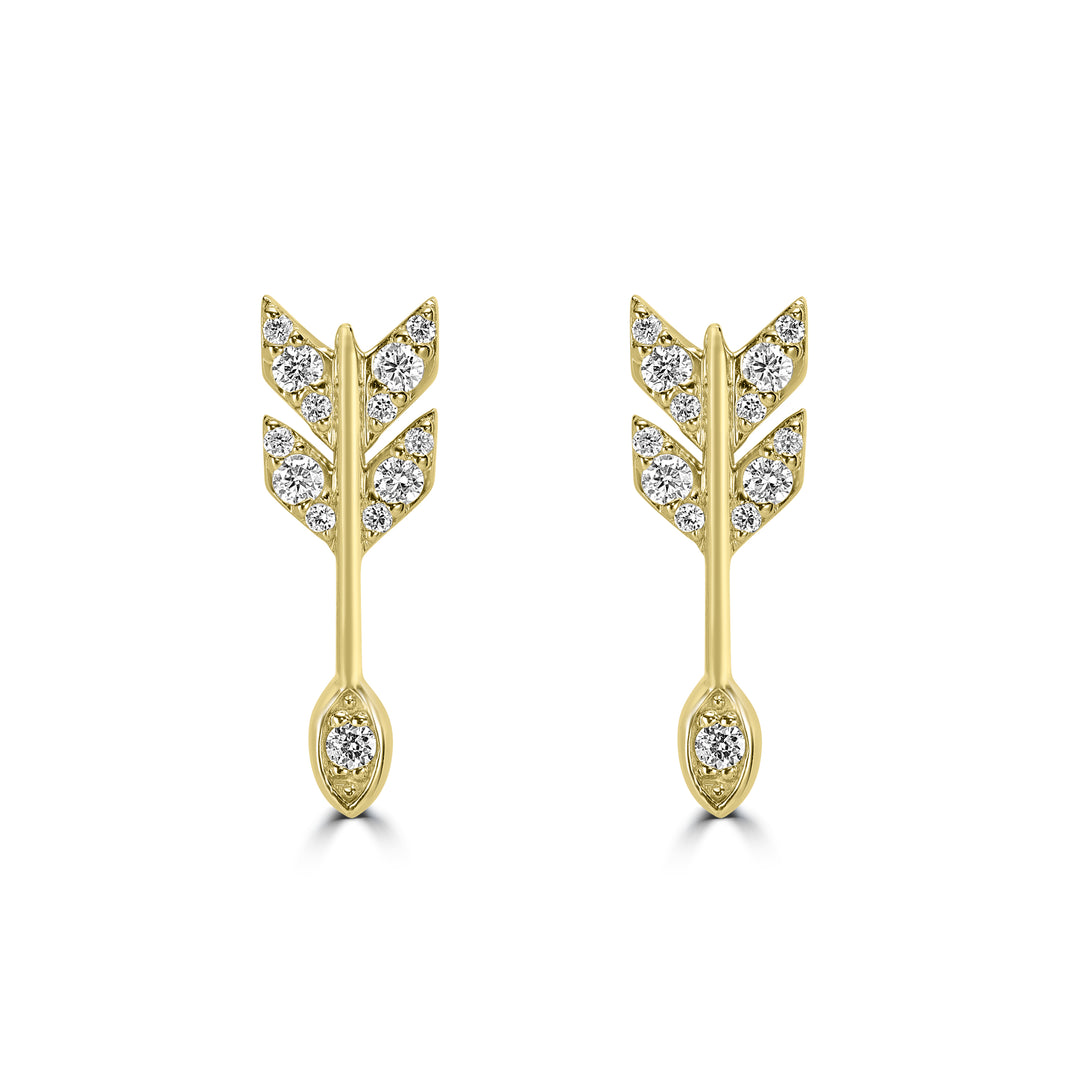 0.24 Cts White Diamond Earring in 14K Yellow Gold