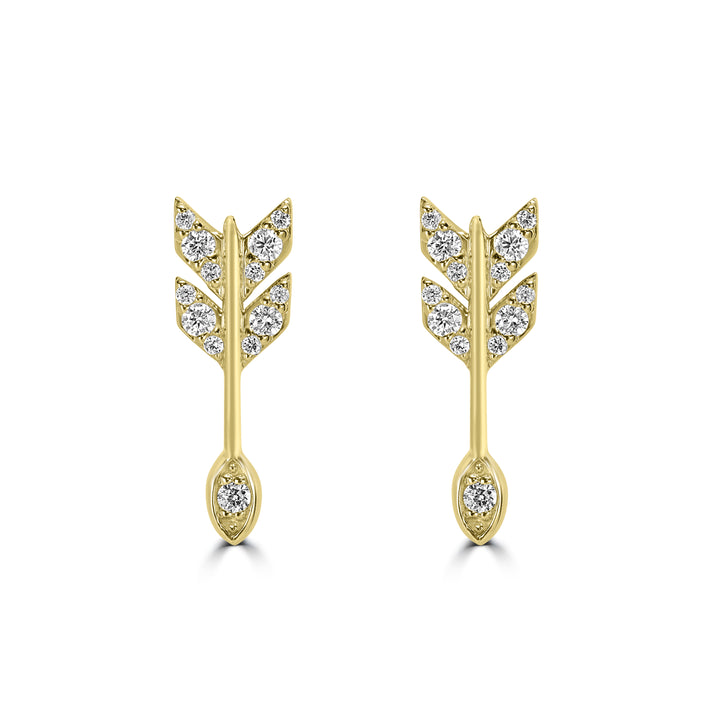 0.24 Cts White Diamond Earring in 14K Yellow Gold